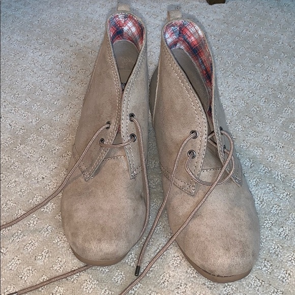 Shoes - Heeled Tan Booties wedges